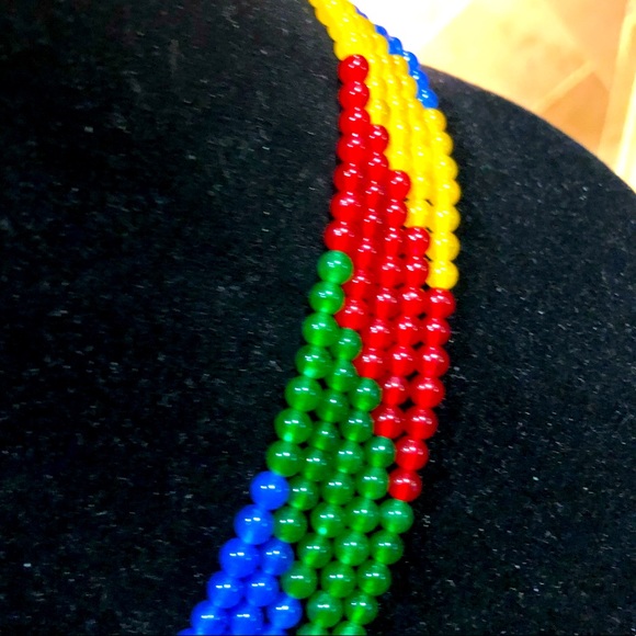 5 Row Jade Multi-Color Necklace - Picture 2 of 5